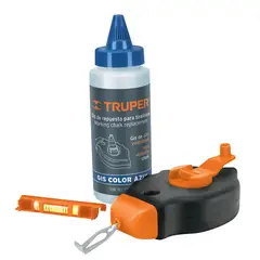 TRUPER - Cimbra Plástica de 30 Metros Incluye Tinta Azul y Nivel