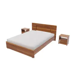 MADERKIT - Combo Cama Doble 81.2X151X201.6cm + Mesas de Noche Neus Caramelo