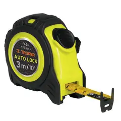 TRUPER - Flexómetro Auto Lock de 3 m Antimpacto Uso Profesional