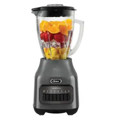 OSTER - Licuadora con Vaso de vidrio 1.5 Litros 6 Velocidades + Pulso Color Gris