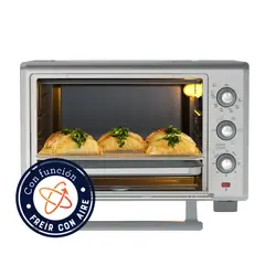 OSTER - Horno con Freidora de Aire Capacidad de 35 Litros, Recubrimiento Antiadherente, Color Plateado