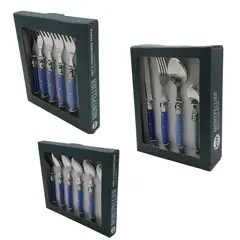 KW - Set x36 Cubiertos Montpellier Azul (6 Cubiertos. 6 Cuchillos. 6 Cucharas. 6 Cucharitas. 6 Tenedores Pequeños. 6 Cucharitas)