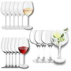 ROYAL LEERDAM - Set Cocktail 16 Copas 6 Copas Vino Tino 540ml 6 Copas Vino Blanco 410ml 4 Copas Gin Tonic 650ml