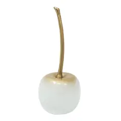 JUST HOME COLLECTION - Fruta Cereza Cerámica 9x15cm Blanco Oro Frutas