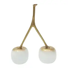 JUST HOME COLLECTION - Fruta Cereza x2 Cerámica 18.5x26cm Blanco Oro Frutas