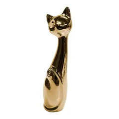 JUST HOME COLLECTION - Escultura Gato Cerámica 6.5x25.5cm Oro Gold