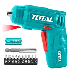 TOTAL - Atornillador Inalámbrico 4 V + 11 Accesorios Industrial