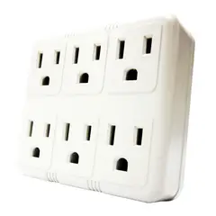 HALUX - Multitoma De Pared De 6 Salidas Polo A Tierra