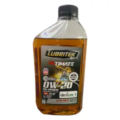 LUBRITEK - Aceite 0W-20 Sintetico Ultima/Hibrido 1/4Gl