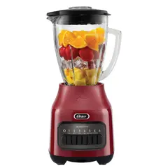 OSTER - Licuadora con Vaso de vidrio 1.5 Litros 6 Velocidades + Pulso, Color Rojo