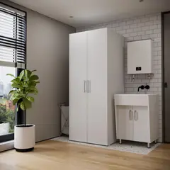 undefined - Mueble Auxiliar Aseo Kim 200x80x71cm Blanco