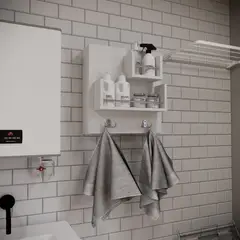 JUST HOME COLLECTION - Mueble Auxiliar Flotante de Aseo Kim 48x45x21,9cm Blanco