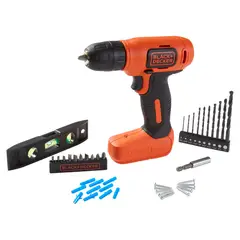 BLACK+DECKER - Kit Taladro Inalambrico 8v + 43 Accesorios Black And Decker