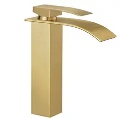 STYLOS EN BRONCE - Grifería Lavamanos Alta Cascada Recta Bronce Satin Consumo 8.3 l/min