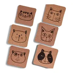 undefined - Portavasos de Corcho Cat Faces (set x6 Puestos)
