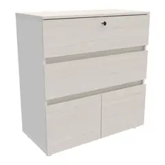 JUST HOME COLLECTION - Cómoda Turín 4 Cajones 80x86x40 cm Madera Natural y Blanco