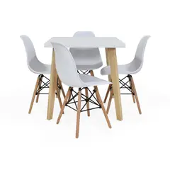 HOGAR VENECIA - Set Comedor 4 puestos Lyon Banfield 76x76x76 Blanco