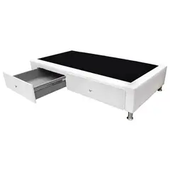 NEW CONFORT - Base Cama Entera con Cajones 100x190 Ecocuero Blanco