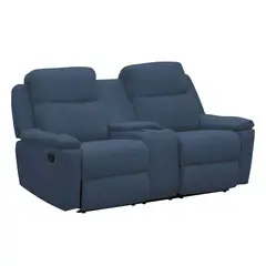 ELITE LIVING - Sofá Reclinable 2 Puestos Consola Marsella Microfibra Azul