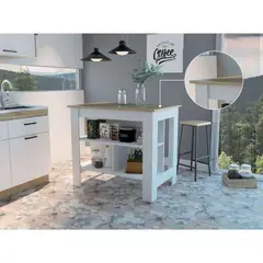 BYLMO - Mueble Auxiliar De Cocina Cala Duna Y Blanco 103 Cm Con Entrepaños
