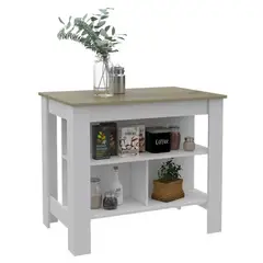 BYLMO - Mueble Auxiliar De Cocina Cala Plus Duna Y Blanco 103 Cm Con Entrepaños