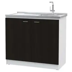 BYLMO - Mueble Inferior Derecha Nápoles Wengue y Blanco 100 cm Con Mesón