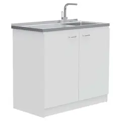 BYLMO - Mueble Inferior Derecha Nápoles Blanco 100 cm Con Mesón