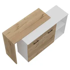BYLMO - Barra De Cocina Sicilia Blanco Y Duna 150 Cm Con Dos Puertas