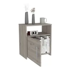 BYLMO - Mesa de Noche Nórdico Ceniza 50 cm con Una Puerta
