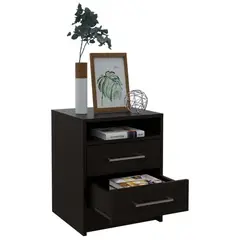 BYLMO - Mesa de Noche Eter Wengue 40cm con Dos Cajones
