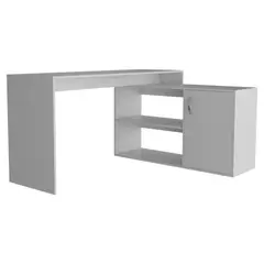 BYLMO - Escritorio en L Axis Blanco 151cm con Puerta-Entrepaños