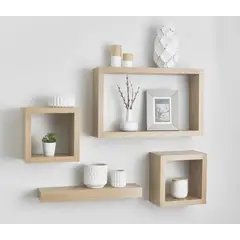 BYLMO - Set x4 Repisas Ambar Pino 40cm Rectangulares
