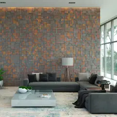 GENERICO - Pared Concreto Arquitectonico (38x38 19x19 19x9.5 9.5x9.5 Cm) Oxidada Lienzo Ferrosa Cajax0.43m2