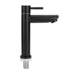 CCOL - Griferia Lavamanos Baja Pico Recto D06 Agua Fria Acero Inox 304 Negro Mate