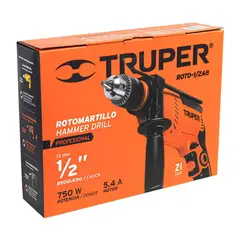 TRUPER - Taladro Percutor 1/2 Pulgada Reversible 750 W con Mango de Apoyo