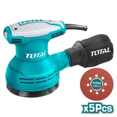 TOTAL - Lijadora Roto Orbital 5 Pulgadas Eléctrica 320 W 1400 RPM Uso Rudo Industrial + 5 Lijas