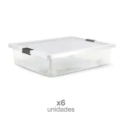 ESTRA - Caja Organizadora Broches Y Ruedas Bajo Cama 28 Litros Gris