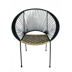 VALENTE - Silla Exterior 1 Pieza Fibra Sintética Carlota Negro/Beige