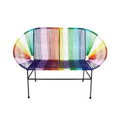 VALENTE - Sofá Exterior Doble 1 Pieza Fibra Sintética Teodoro Multicolor