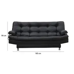 INDUSTRIAL BASESTILOS - Sofá Cama Moltochic 3 Posiciones C/b Color Negro Sintético + Cojines