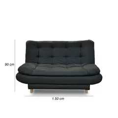 INDUSTRIAL BASESTILOS - Sofá Cama Damasco Mini 3 Posiciones Lino Negro Patas de Madera