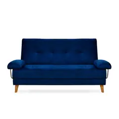 INDUSTRIAL BASESTILOS - Sofá Cama Ferrati Mini Poliester Azul Oscuro Patas Madera