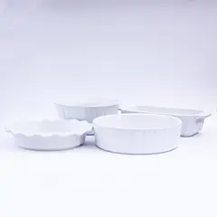 GIBSON - Juego de Moldes para Hornear Gracious Dining de 4 Piezas - Blanco