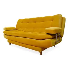 INDUSTRIAL BASESTILOS - Sofá Cama Damasco Poliester Dorado C/b Patas Madera