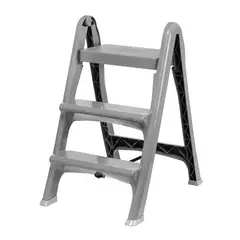 VANYPLAS - Escalera Plegable Tres Pasos Gris