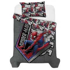 MARVEL - Comforter Sencillo/Semidoble Spiderman Spi Action