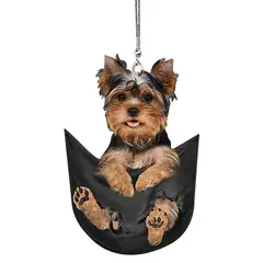 PERDURAL - Adorno Colgante de Perro Razas Mascotas Espejo Retrovisor 3d Yorkie