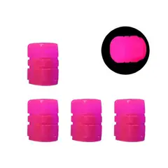 PERDURAL - Tapa Válvula Fosforescente Fluorescente Efecto Luz Carro X4 Rosado