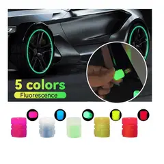 PERDURAL - Tapa Válvula Fosforescente Fluorescente Efecto Luz Carro X4 Verde