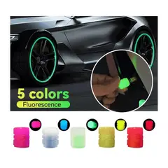 PERDURAL - Tapa Válvula Fosforescente Fluorescente Efecto Luz Carro X2 Verde